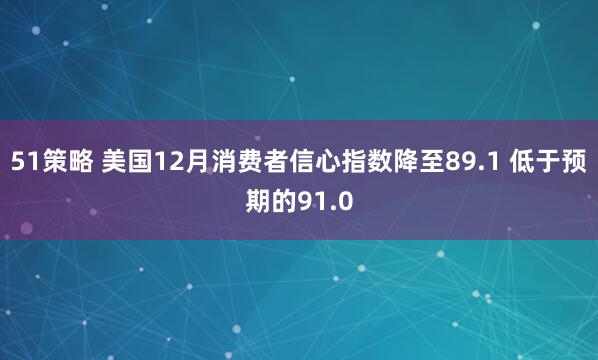 51策略 美国12月消费者信心指数降至89.1 低于预期的91.0